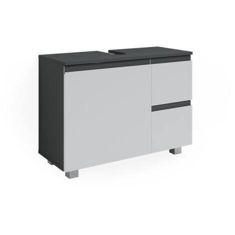 Mobile sottolavabo per bagno J-Shape, Antracite/bianco, 80 x 60.8 cm, Vicco
