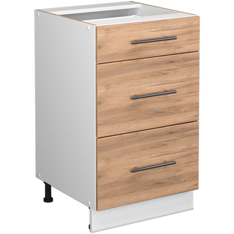 Mobiletto base per cucina Fame-Line, Rovere dorato, 50 cm senza piano di lavoro, Vicco