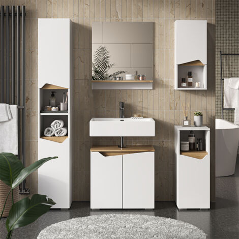 Set di mobili da bagno Marelle, Bianco, 5 parti, Vicco