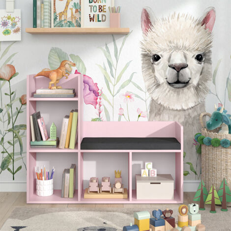 Scaffale Per Bambini Luigi - Bianco, 107.2 X 88.6 Cm, Con Seduta, Per Camera Dei Piccoli - 12