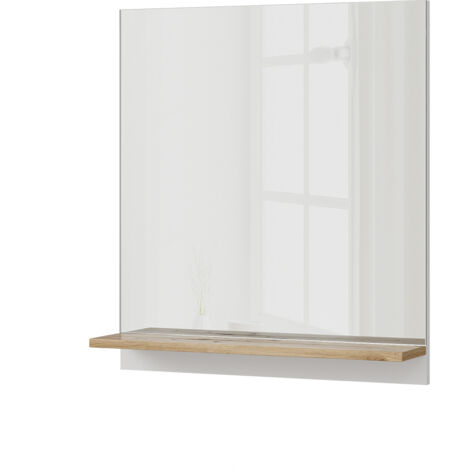 Specchio contenitore bagno Marelle, Bianco, 60 x 67 cm con ripiano, Vicco