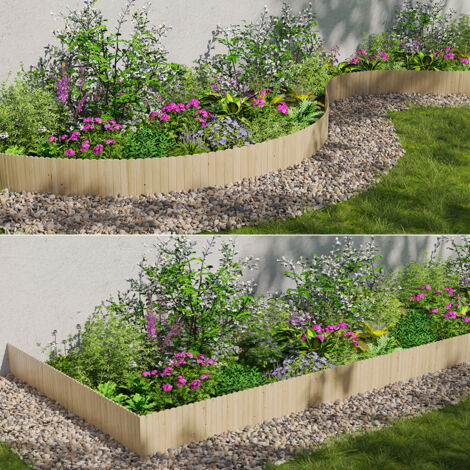 Bordo Flessibile Per Giardino Ram In Legno Trattato, 203x30 Cm, Verde, Per Aiuole E Delimitazioni Senza Scavi