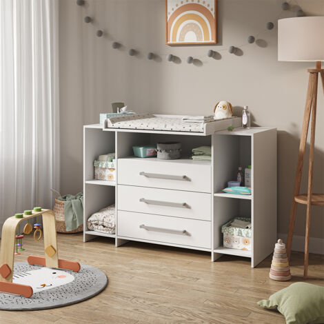 Fasciatoio Oskar, Bianco, 143 x 100 cm XL con cassetti, Vicco