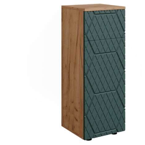 Mobile midi Irma, Rovere dorato, 30 x 81 cm con 1 cassetto, 2 scomparti, bagno, Vicco