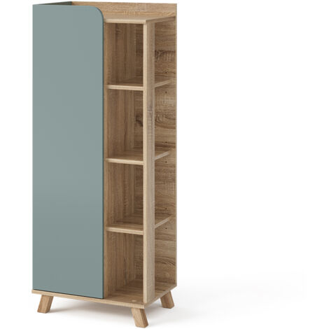 Mobiletto bagno Karen, Grigio-blu, 50 x 128 cm con porta e vani aperti, Vicco