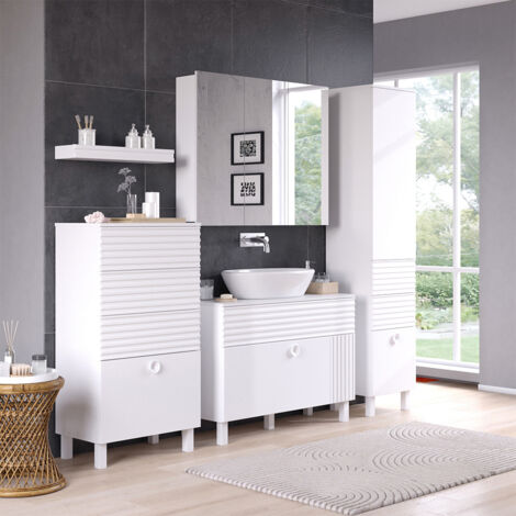 Set di mobili da bagno Sola, Bianco, 4 parti, Vicco