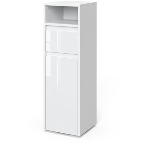 Mobile Bagno Sottolavabo Irma 80cm - Rovere/bianco Lucido, Con Cassetti E Ripiano Regolabile