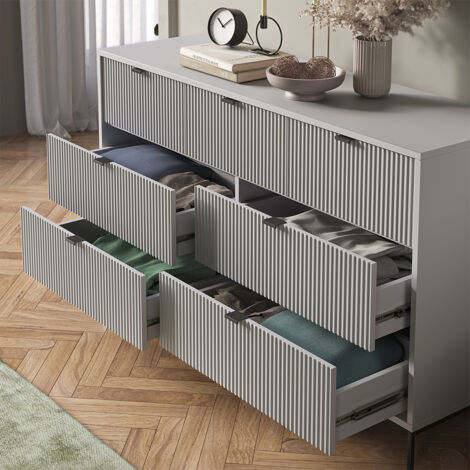Cassettiera per camera da letto Eliza, Grigio, 140 x 81 cm, Vicco