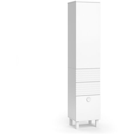 Armadio per il bagno Sola, Bianco, 40.2 x 192.4 cm con anta e cassetti, Vicco