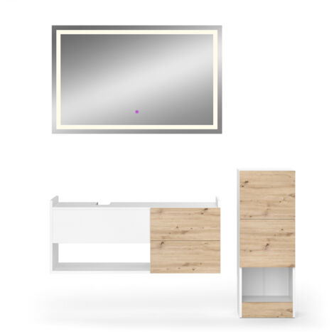 Set di mobili da bagno Alf, Bianco, 3 parti, con mobile midi, Vicco