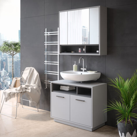 Mobile sottolavabo per bagno Beatrice, Grigio, 80 x 64 cm, Vicco