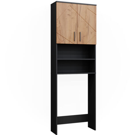Mobiletto per lavatrice Irma, Antracite/quercia dorata, 64 x 190.5 cm, Vicco