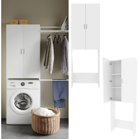 Vicco Armadio Stretto Per Lavatrice Fyrk – 64x165 Cm, Rovere E Nero, Con 2 Scomparti Aperti, Stile Loft