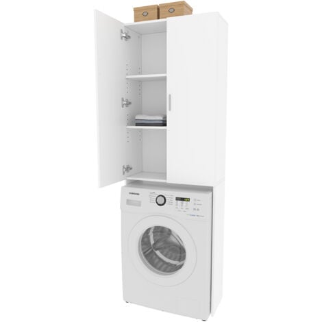 Mobile porta lavatrice Martha, Bianco, 64 x 190 cm con 2 ante lunghe, Vicco