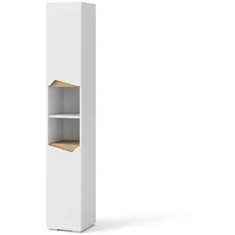 Armadio per il bagno Marelle, Bianco, 30 x 180 cm con ante e vani a giorno, Vicco