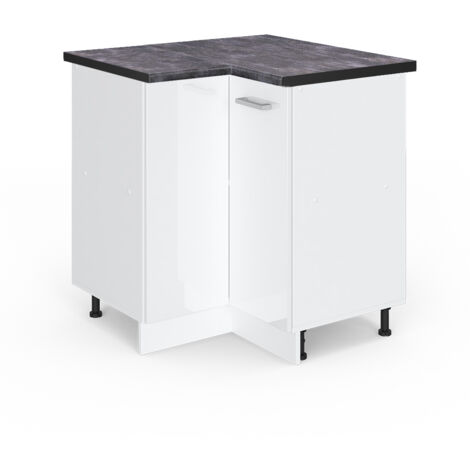 Mobile ad angolo cucina R-Line, Bianco lucido, 75.6 cm , PL Antracite, Vicco