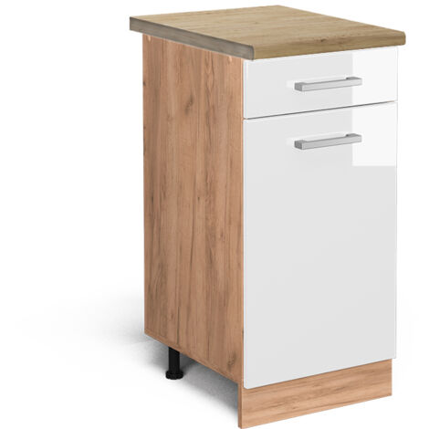 Mobiletto base per cucina R-Line, Bianco lucido, 40 cm , PL Rovere, Vicco
