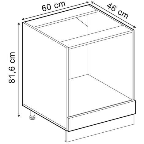 Mobile per forno da incasso R-Line, Nero lucido, 60 cm senza piano di lavoro, Vicco