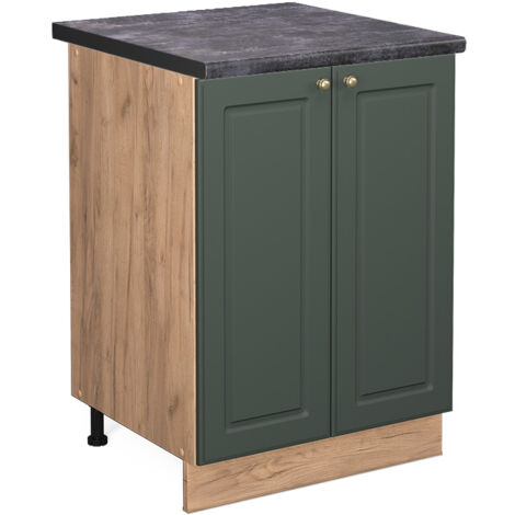 Mobiletto base cucina Fame-Line, Verde-oro rustico, 60 cm , PL Antracite, Vicco