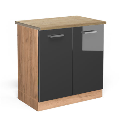 Mobile lavello cucina R-Line, Antracite lucido, 80 cm , PL Rovere, Vicco