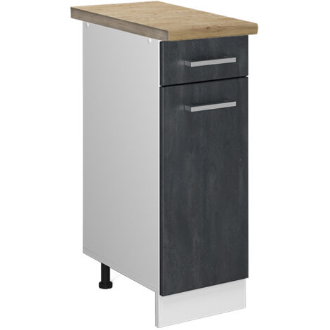 Mobiletto base per cucina R-Line, Calcestruzzo nero, 30 cm PL Rovere, Vicco (1/4)