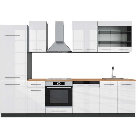 Cucina componibile Fame-Line, Bianco lucido/antracite, 300 cm , PL Rovere, Vicco (1/5)