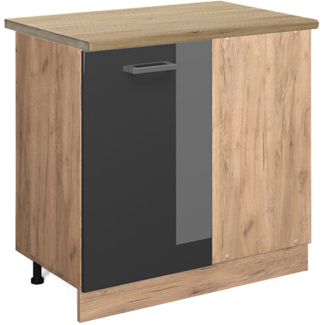 Mobile ad angolo cucina R-Line, Antracite lucido, 86 cm , PL Rovere, Vicco