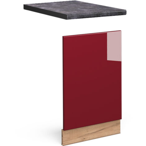 Vicco Angolo Universale R-Line, Rosso Bordeaux Lucido, 86 Cm Con Anta Con Piano Di Lavoro 93631923