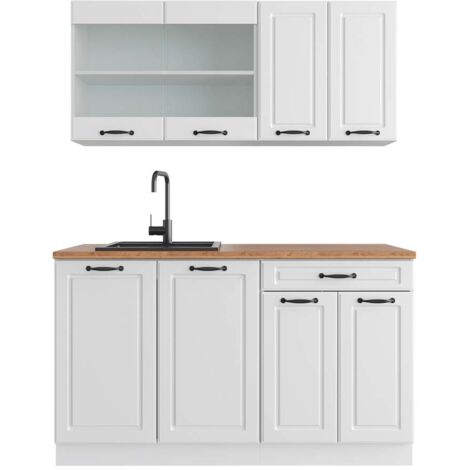 Cucina componibile R-Line, Casa di campagna bianca/bianco, 140 cm , PL Rovere, Vicco