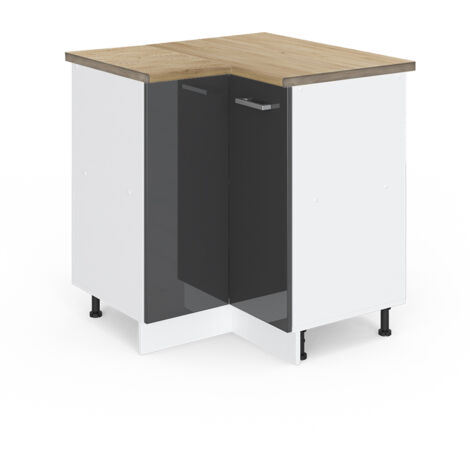 Mobile ad angolo cucina R-Line, Antracite lucido, 75.6 cm , PL Rovere, Vicco