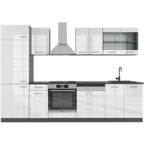 Vicco Pensile Cucina R-Line 30 Cm – Antracite Lucido/Bianco, Mobile A Muro Con Ante E Scaffale - 3