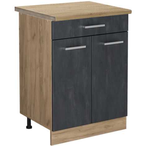 Mobiletto Per Lavatrice In Legno Multistrato – 87x60x89 Cm, Due Scomparti, Colore Calcestruzzo