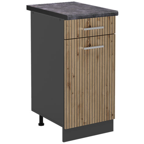 Mobiletto base per cucina R-Line, Rovere artigianale, 40 cm , PL Antracite, Vicco