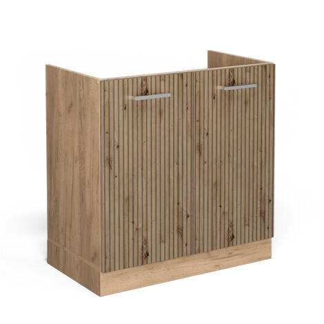 Mobile lavello cucina R-Line, Rovere artigianale, 80 cm senza piano di lavoro, Vicco