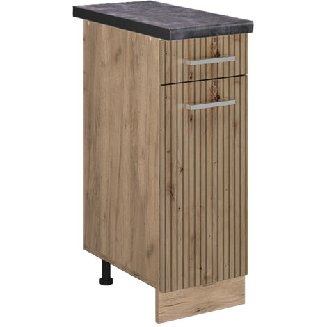 Mobiletto base per cucina R-Line, Rovere artigianale, 30 cm , PL Antracite, Vicco