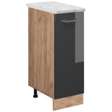 Armadio cucina dispensa alto R-Line, Antracite lucido, 30 cm PL Marmo, Vicco