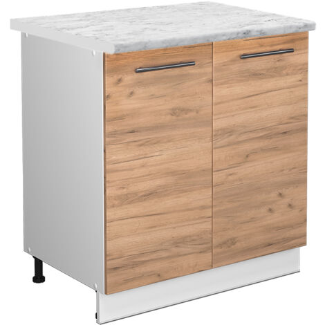 Mobile lavello cucina Fame-Line, Rovere dorato, 80 cm con ripiano, PL Marmo, Vicco