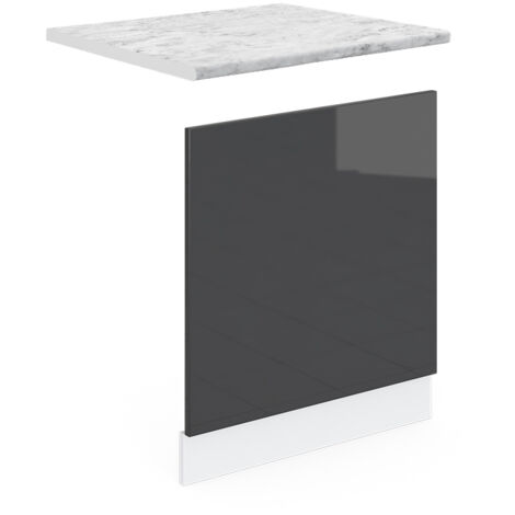 Vicco Dispensa Universale R-line 60 Cm, Antracite Lucido/Bianco, Con Ante Chiuse E Ripiani Aperti - 4