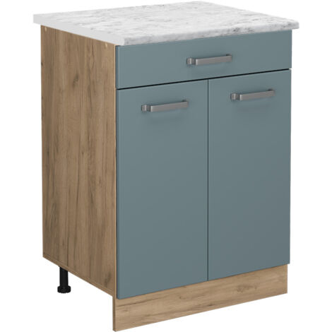 Mobiletto base per cucina R-Line, Grigio-blu, 60 cm PL Marmo, Vicco