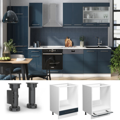 Mobile per forno da incasso Fame-Line, Blu scuro lucido, 60 cm , PL Rovere, Vicco