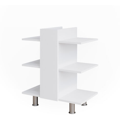 Mobiletto per lavabo Fynn, Bianco, 60 x 70 cm con 6 ripiani, Vicco