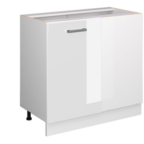 Mobile ad angolo cucina R-Line, Bianco lucido, 86 cm senza piano di lavoro, Vicco