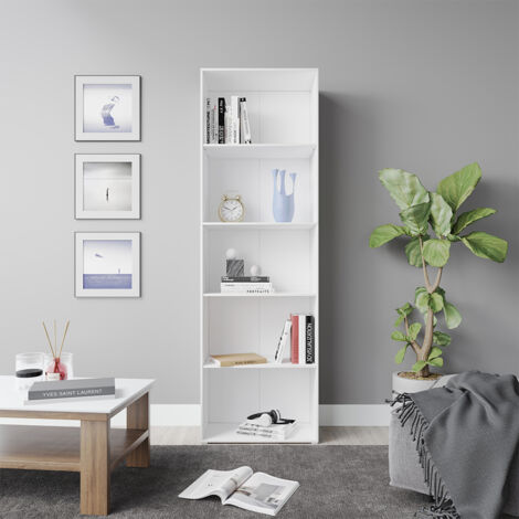 Libreria Bob, Bianco, 60 x 190 cm con 5 scomparti, Vicco