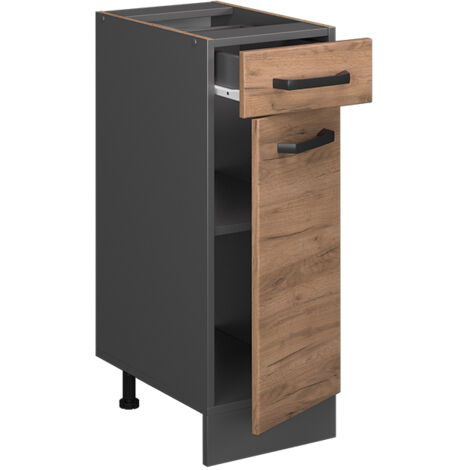 Mobiletto base per cucina R-Line, Quercia dorata, 30 cm senza piano di lavoro, Vicco