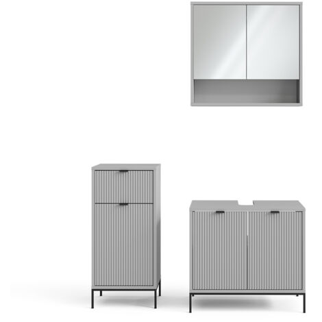 Set di mobili da bagno Eliza, Grigio, 3 parti, Vicco