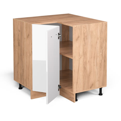 Mobile ad angolo cucina R-Line, Bianco lucido, 75.6 cm senza piano di lavoro, Vicco