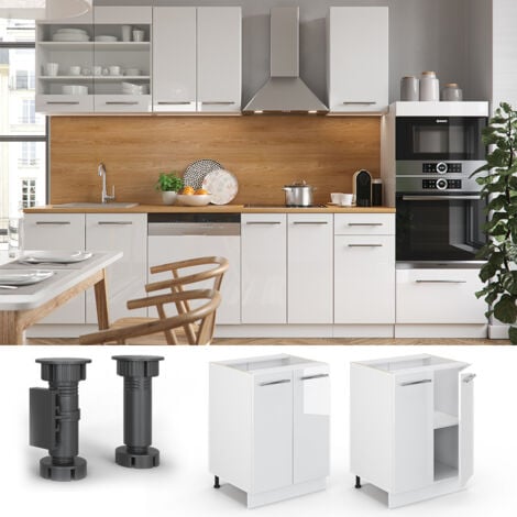 Mobiletto base cucina Fame-Line, Bianco lucido, 60 cm senza piano di lavoro, Vicco
