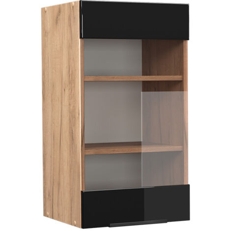 Vicco Mobile Midi Da Bagno Vayra – Nero E Bambù – 35 X 81 X 31,5 Cm – Armadietto In MDF E Bambù Con Ante – Design Moderno E Capiente - 3
