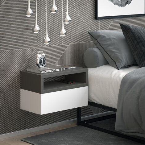 Comodini camera da letto Urbano, Antracite, 45 x 28 cm, Vicco