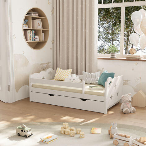 Letto per bambini Jessica, Bianco, 70x140 cm con cassetto, senza materasso, Vitalispa